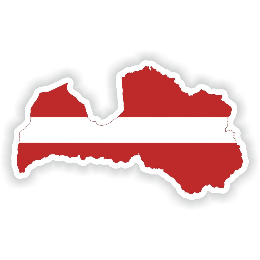 Latvia Map Flag Silhouette