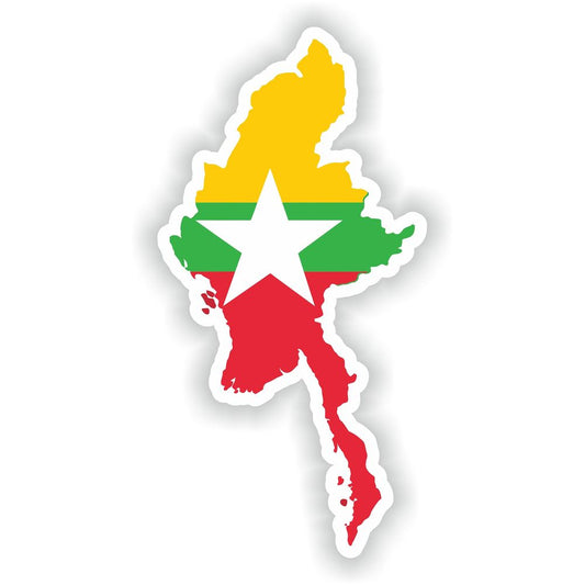 Burma Map Flag Silhouette