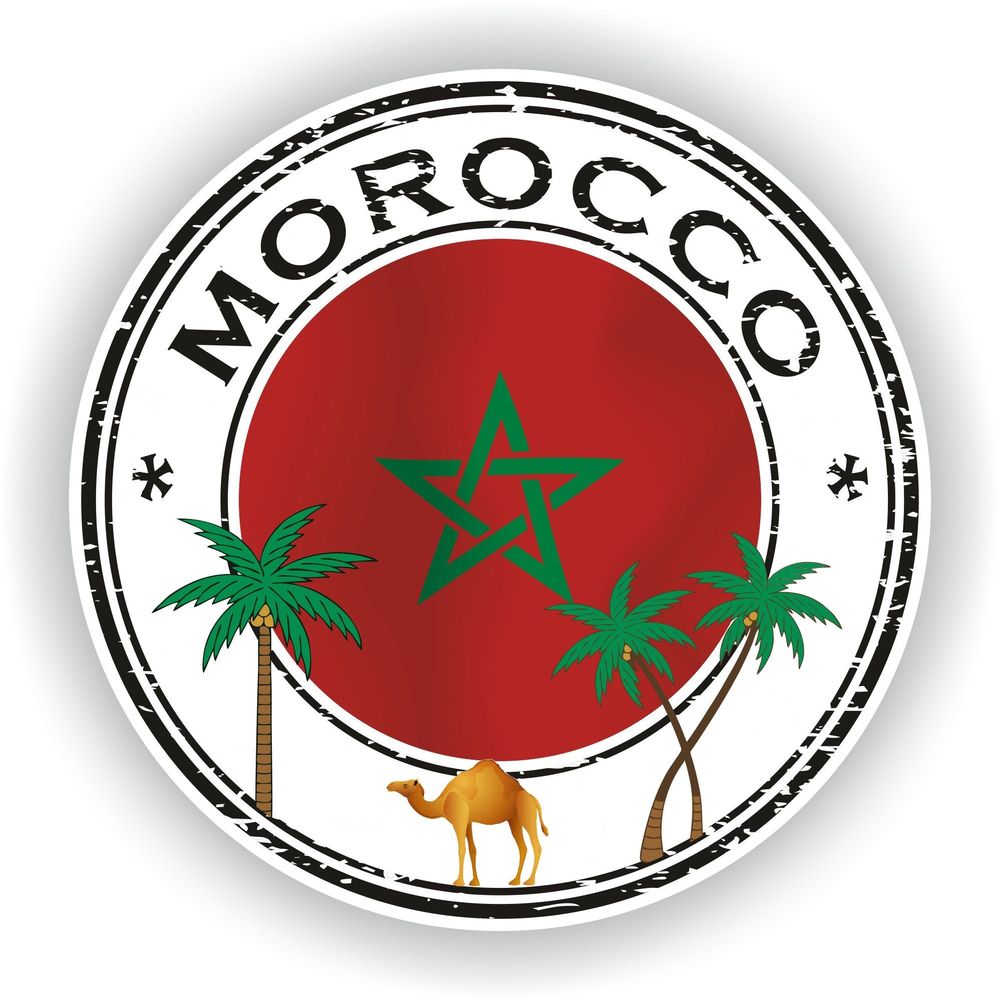 Morocco Sticker Seal Round Flag