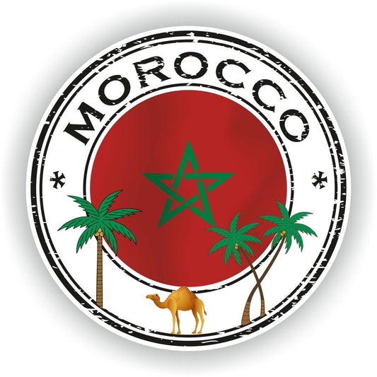 Morocco Sticker Seal Round Flag
