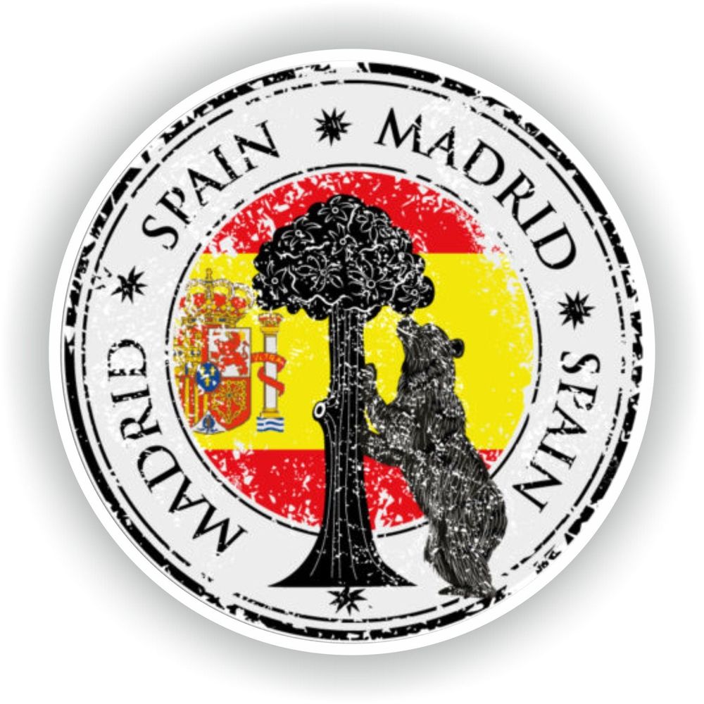 Madrid Spain Seal Round Flag