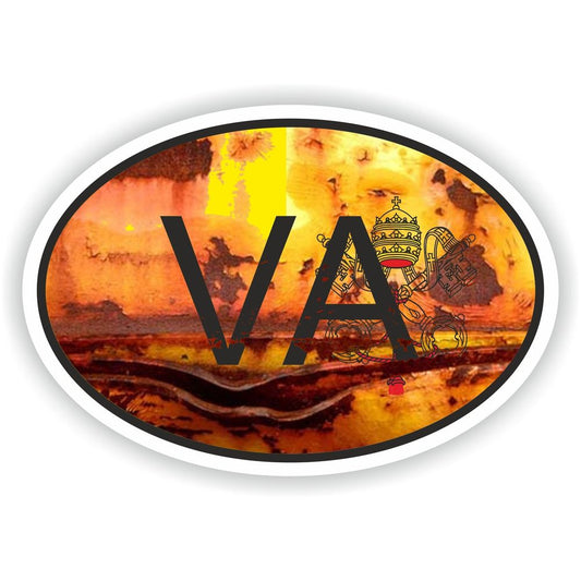 Vintage Va Holy See Vatican Country Code Oval With Flag Rome Locker Pc