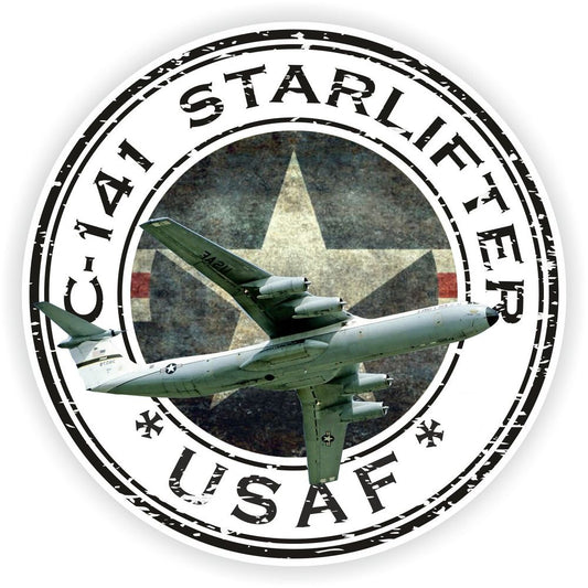C-141 Starlifter USAF U.S.A.F. Military Seal Round Flag