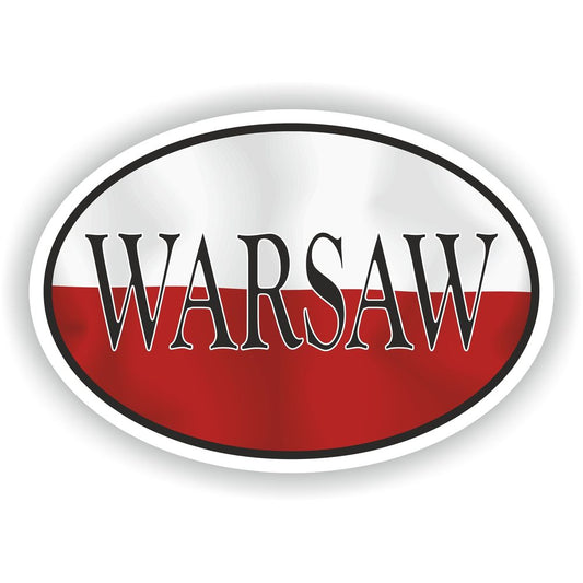 Warsaw Poland City Country Code Oval With Flag