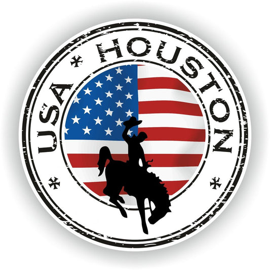 USA Houston United States Seal Round Flag
