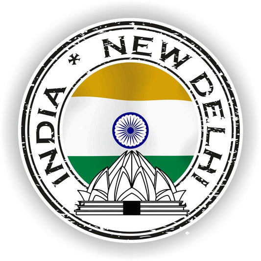 India New Delhi Lotus Temple Seal Round Flag