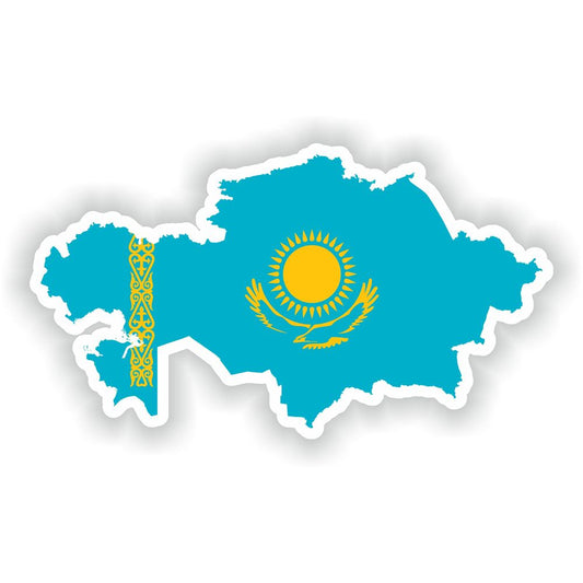 Kazakhstan Map Flag Silhouette