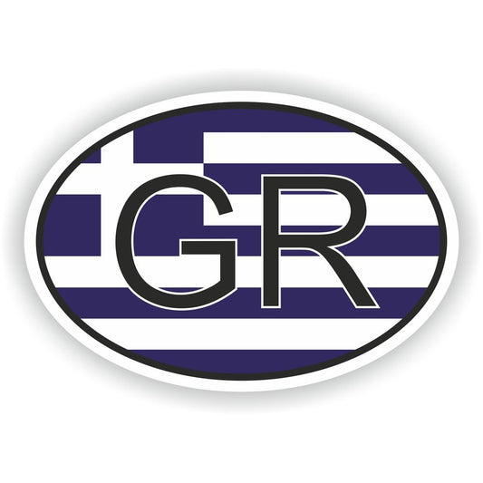 Greece Gr Country Code Oval With Flag