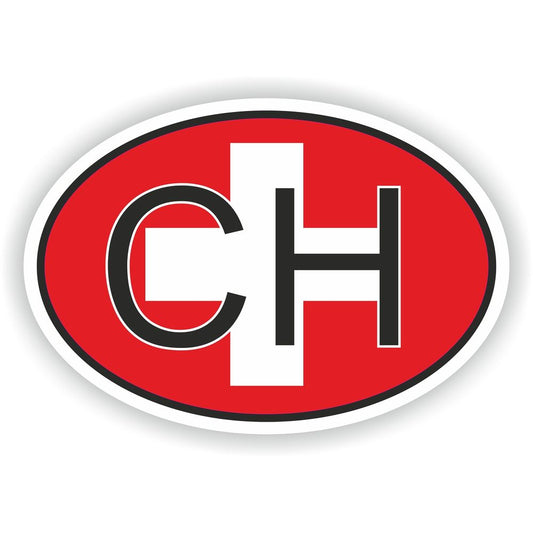 Switzerland Ch Country Code Oval With Flag