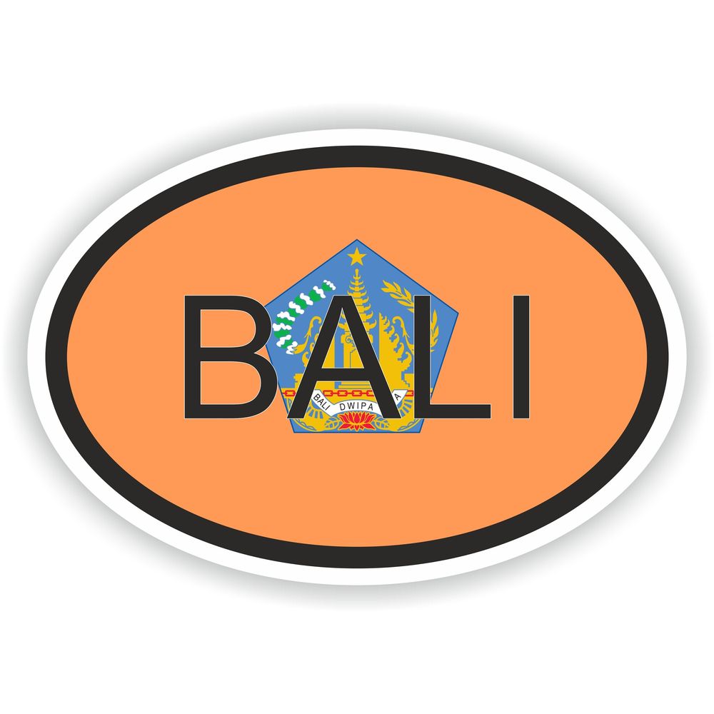 Bali Country Code Oval With Flag