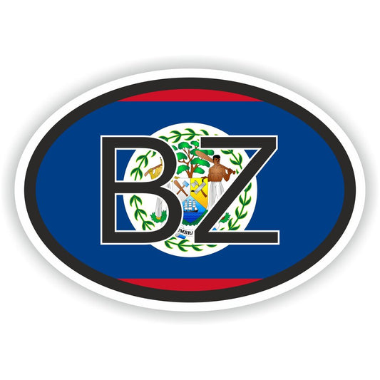 Belize Country Code Oval With Flag