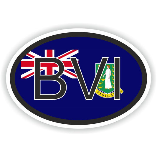 British Virgin Islands Country Code Oval With Flag