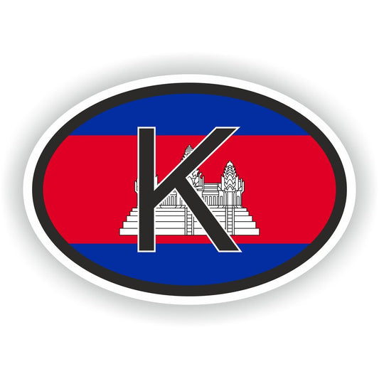 Cambodia Country Code Oval With Flag
