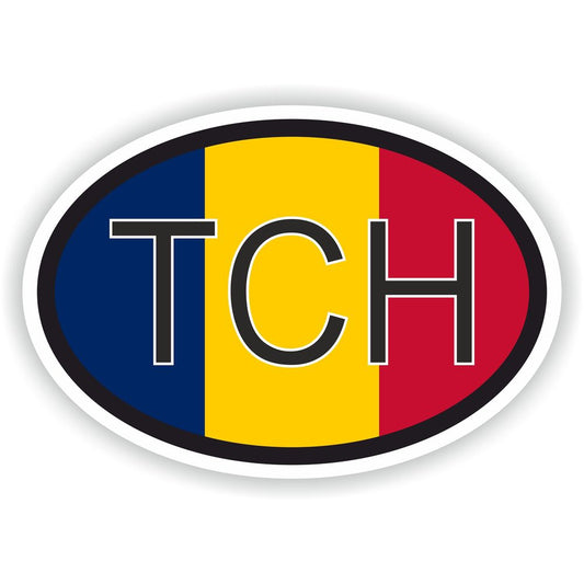 Chad Country Code Oval With Flag
