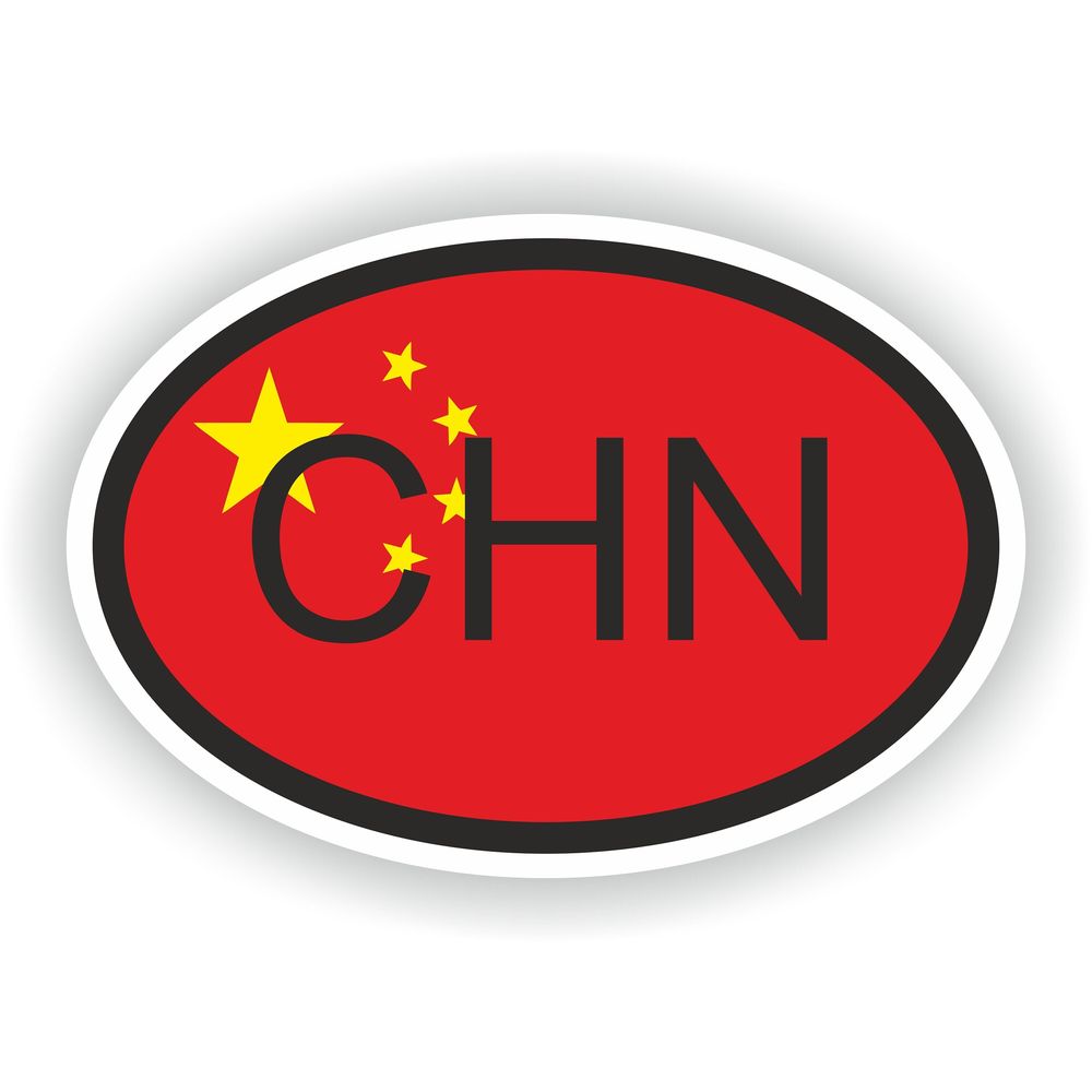 China Country Code Oval With Flag