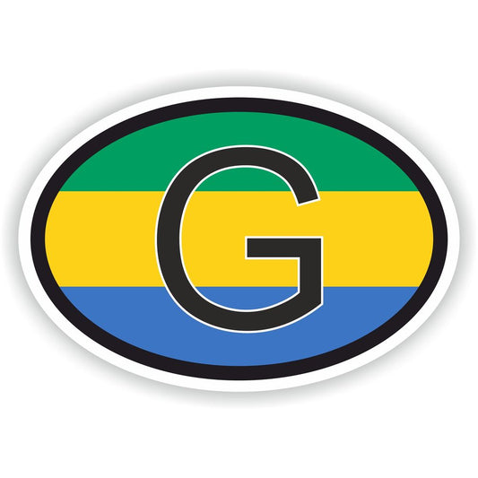 Gabon Country Code Oval With Flag