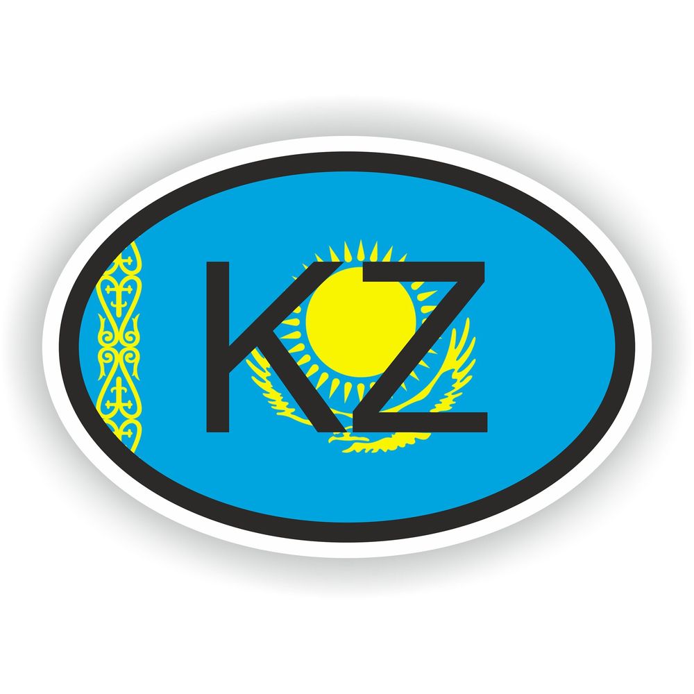 Kazakhstan Country Code Oval With Flag