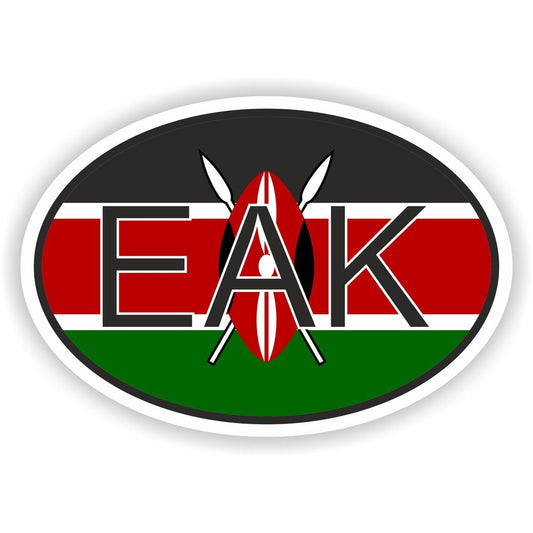 Kenya Country Code Oval With Flag