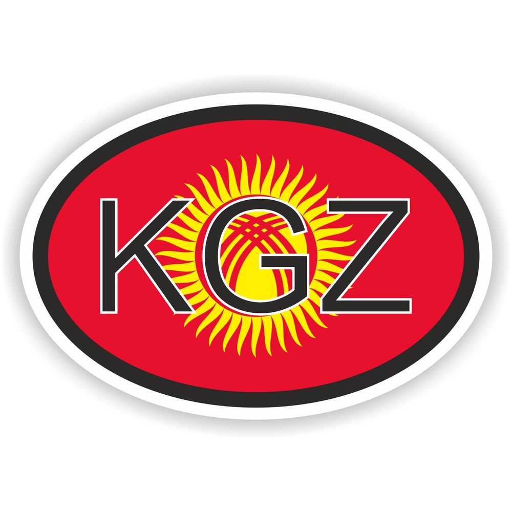 Kyrgyzstan Country Code Oval With Flag