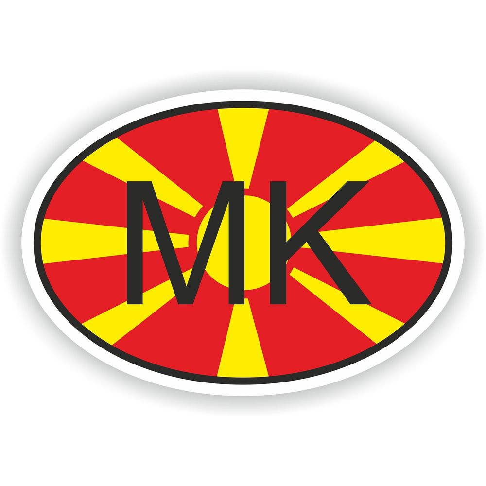 North Macedonia Country Code Oval With Flag