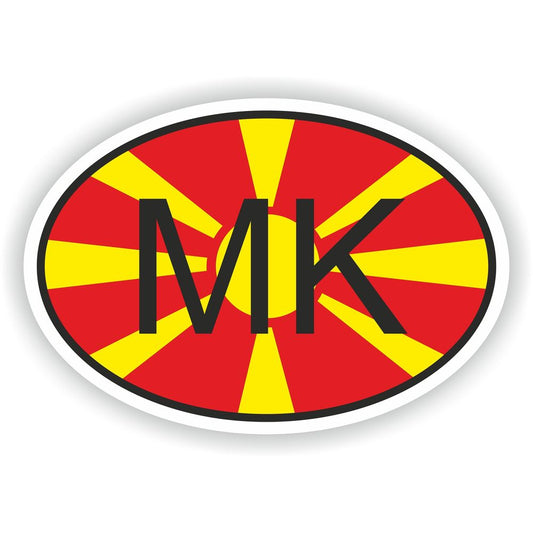 North Macedonia Country Code Oval With Flag