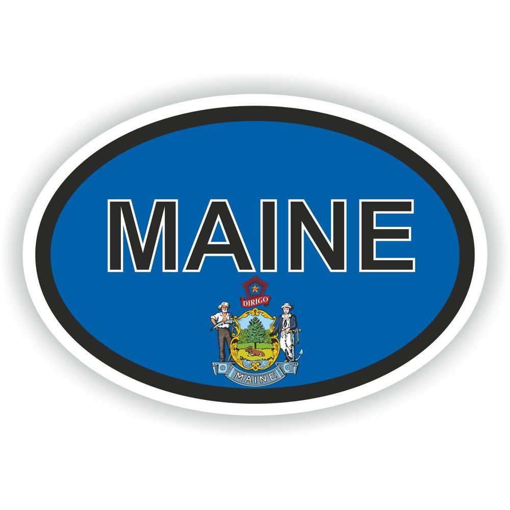 Maine Country Code Oval With Flag