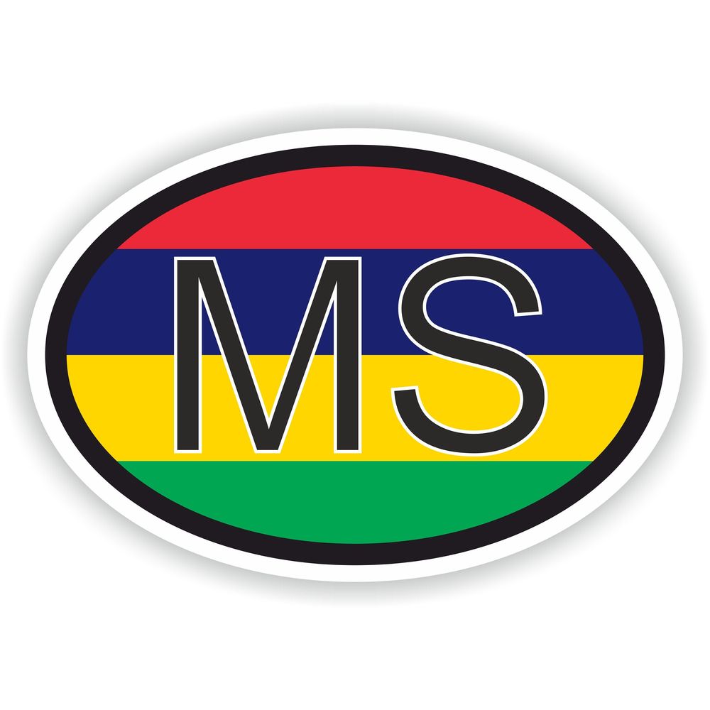 Mauritius Country Code Oval With Flag