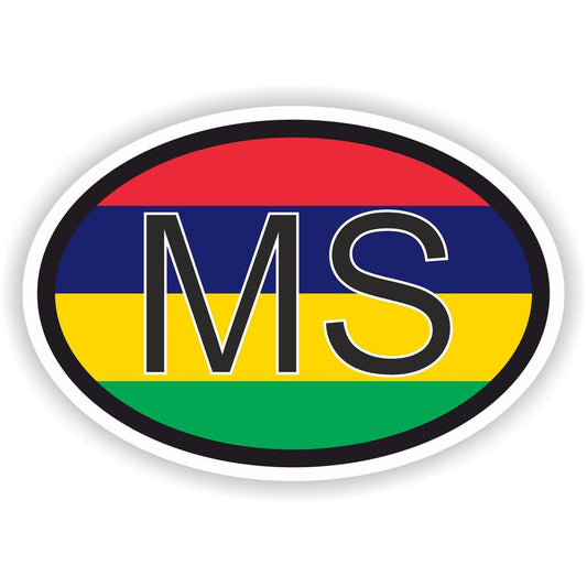 Mauritius Country Code Oval With Flag