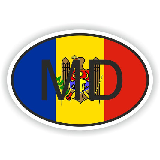 Moldova Country Code Oval With Flag