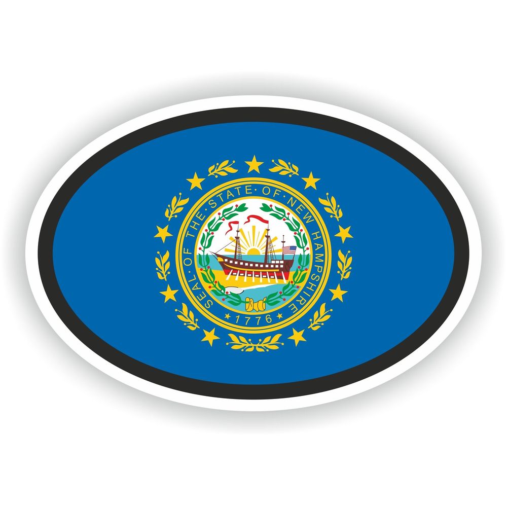 New Hampshire Country Code Oval With Flag