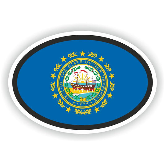New Hampshire Country Code Oval With Flag