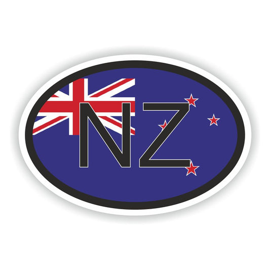 New Zealand Country Code Oval With Flag