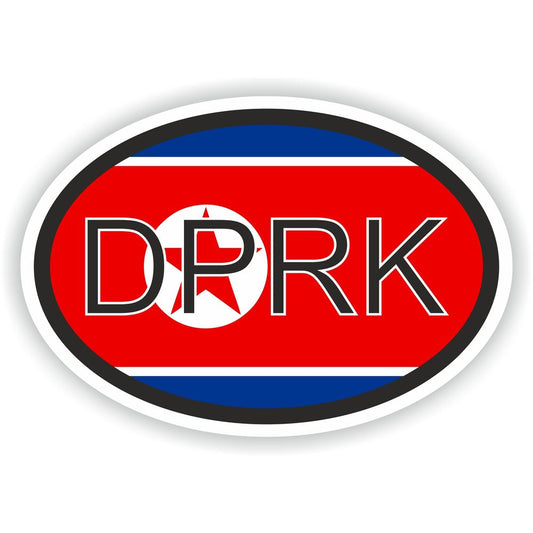 North Korea Country Code Oval With Flag
