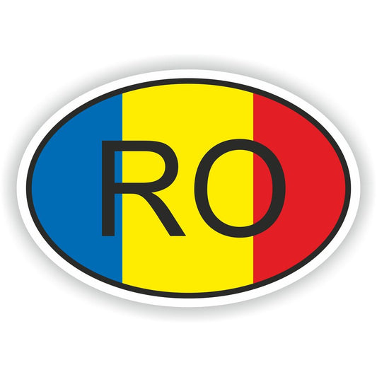Romania Country Code Oval With Flag