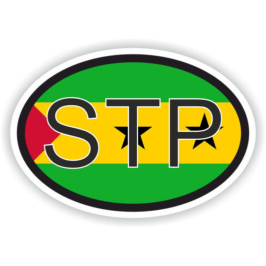 Sao Tome And Principe Country Code Oval With Flag