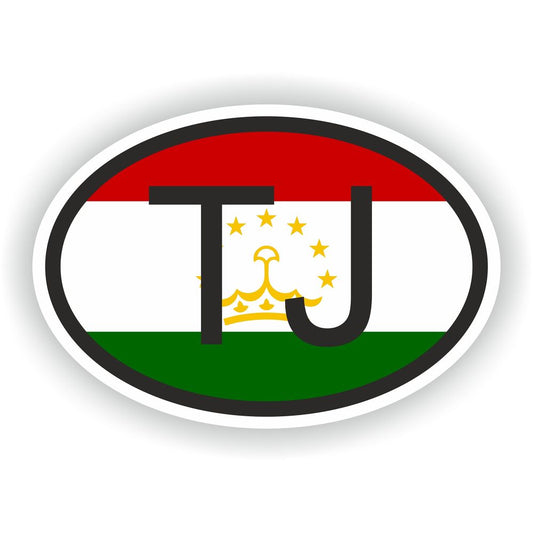 Tajikistan Country Code Oval With Flag