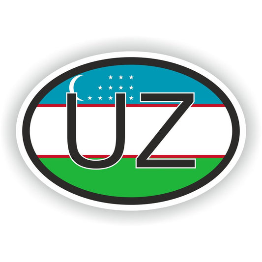 Uzbekistan Country Code Oval With Flag
