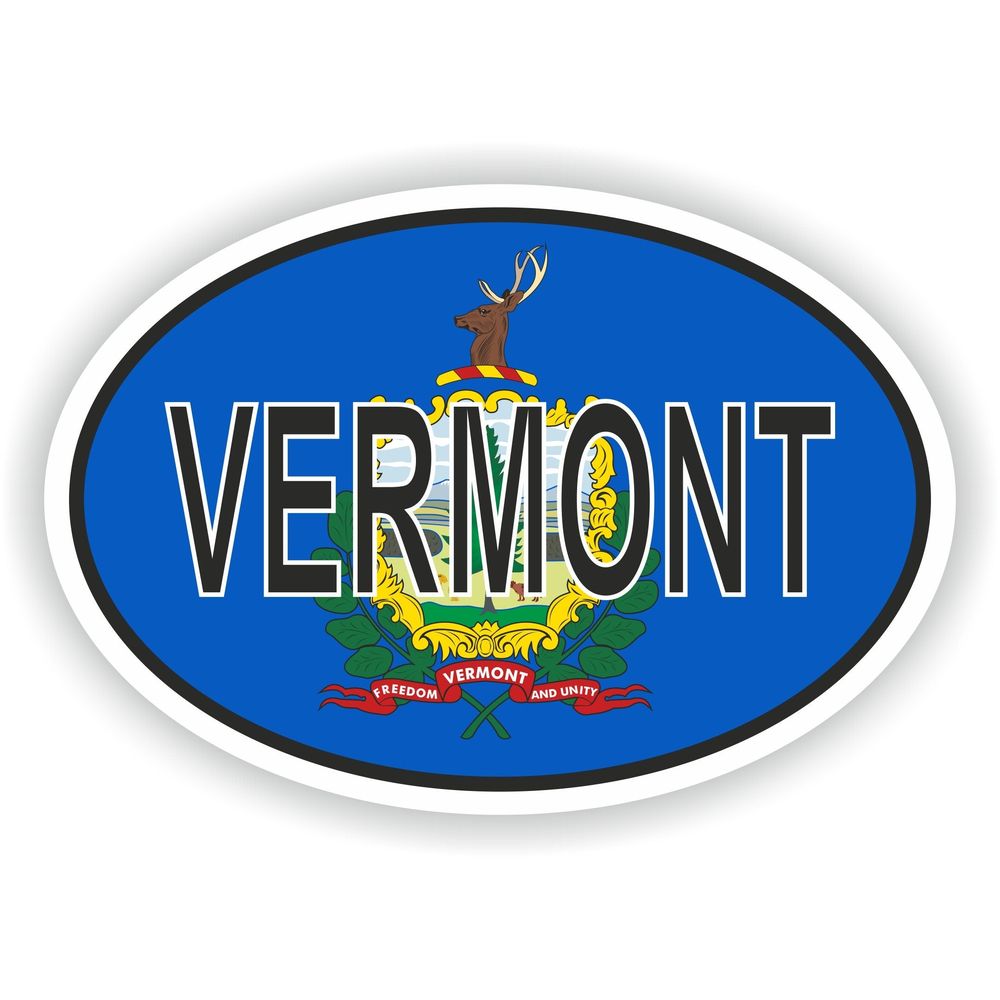Vermont Country Code Oval With Flag