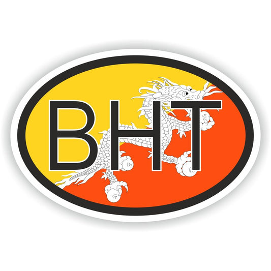 Bhutan Country Code Oval With Flag