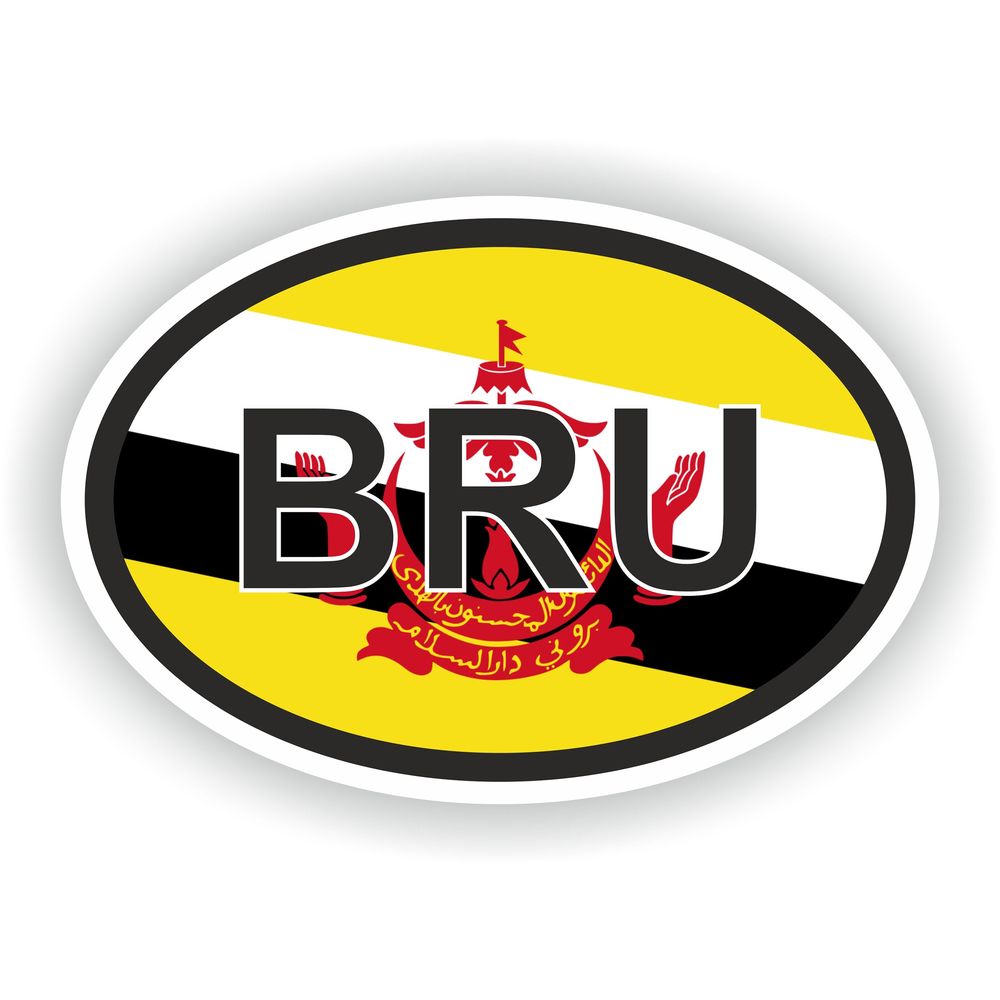 Brunei Darussalam Country Code Oval With Flag