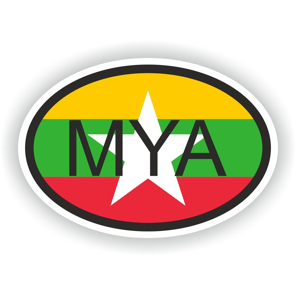 Burma Myanmar Country Code Oval With Flag