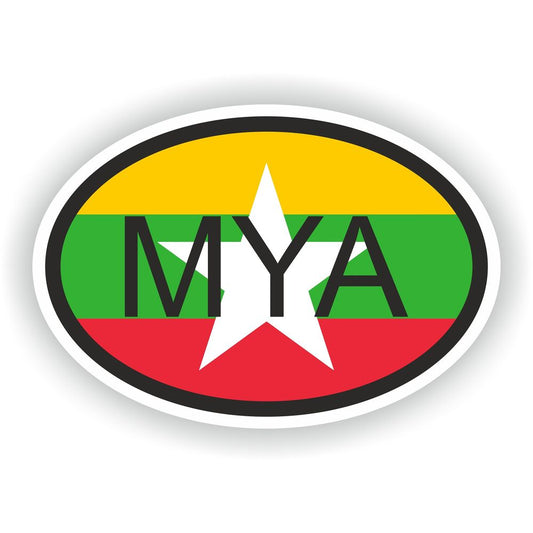Burma Myanmar Country Code Oval With Flag