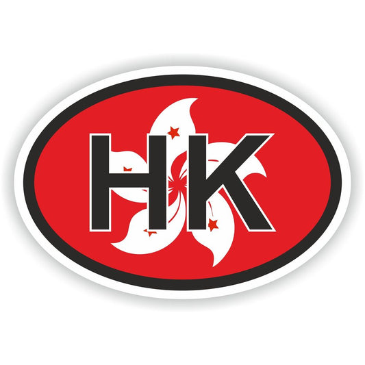 Hong Kong Country Code Oval With Flag