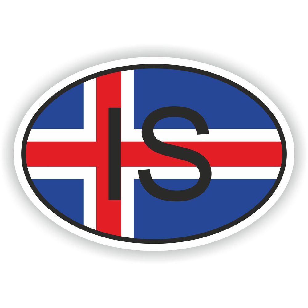 Iceland Country Code Oval With Flag