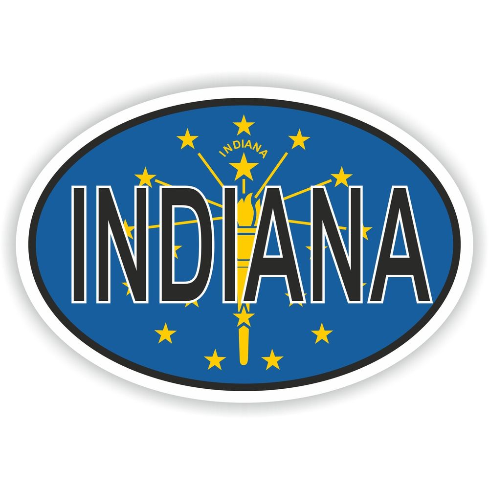 Indiana Country Code Oval With Flag