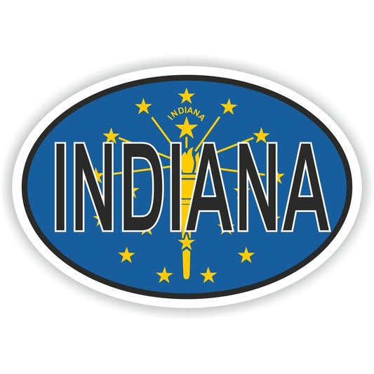 Indiana Country Code Oval With Flag