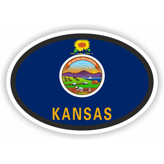 Kansas Country Code Oval With Flag