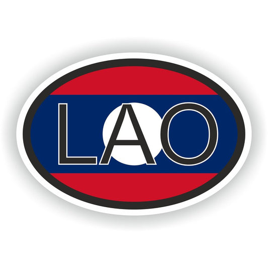 Laos Country Code Oval With Flag