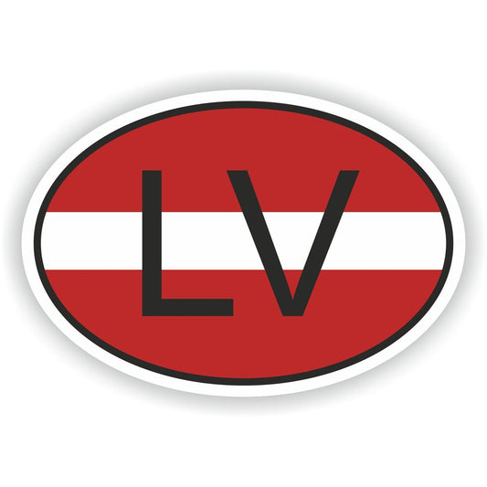 Latvia Country Code Oval With Flag
