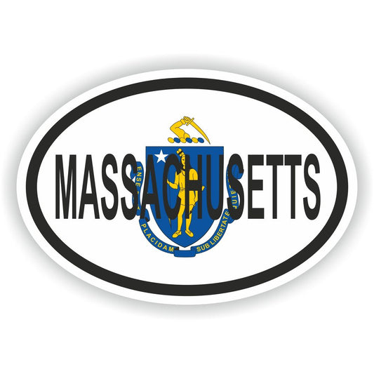 Massachusetts Country Code Oval With Flag